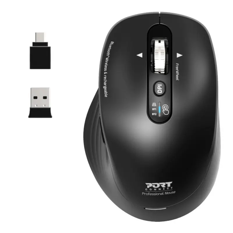 Port Connect Business 2.4Ghz Rechargeable Bluetooth Wireless Mouse - Black 1
