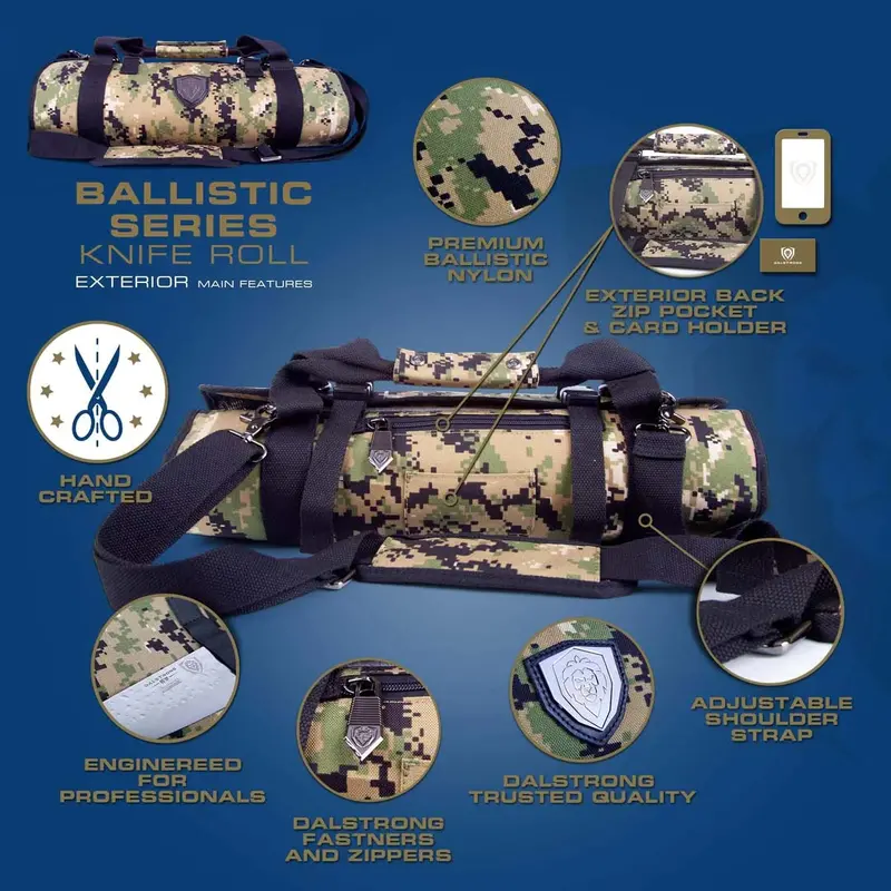 Premium Knife Roll | Camouflage | Ballistic Series | Dalstrong © 2
