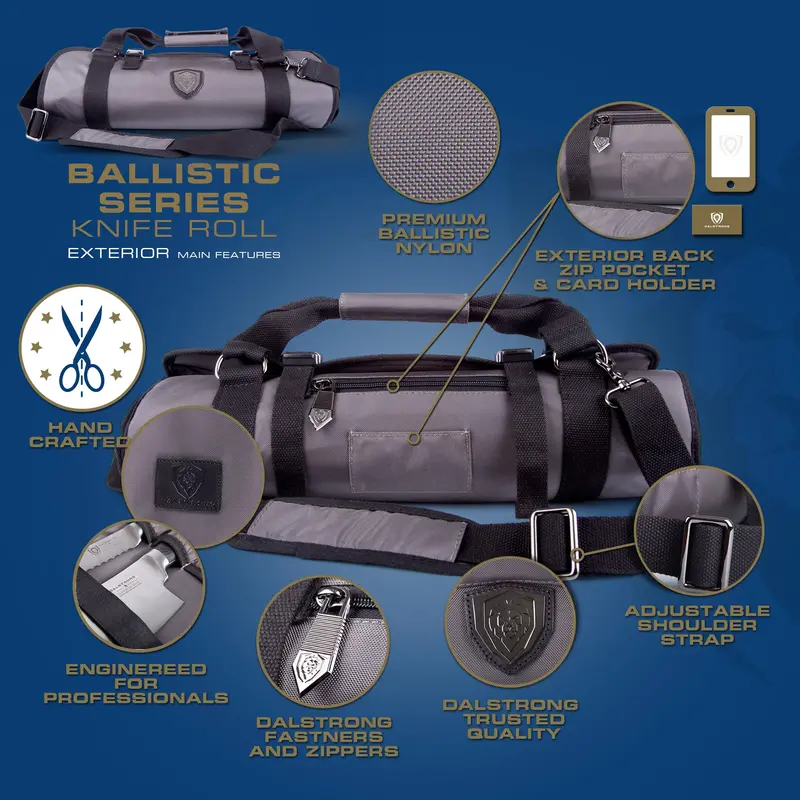 Premium Knife Roll | Graphite Black | Ballistic Series | Dalstrong © 2