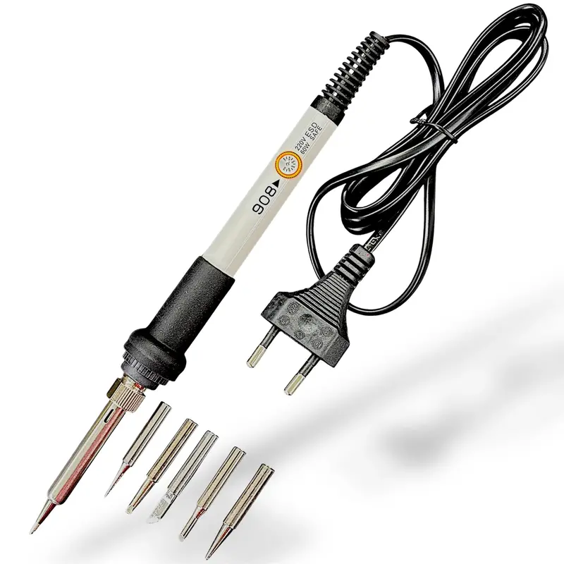 Professional 60W Adjustable Temperature Soldering Iron Kit (908) With 5 Replaceable Tips – For Pcb Repair, Micro Soldering, Esd Safe Solder Iron, Diy Electronics & Arduino Projects 1