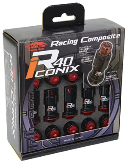 Project Kics 16+4 Locks Black R40 Iconix W/ Aluminum Caps (Black) - 12X1.25 1
