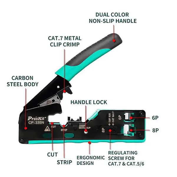 Pro's Kit 3-In-1 Cut, Strip And Crimp Tool - Net-Cp335n 2