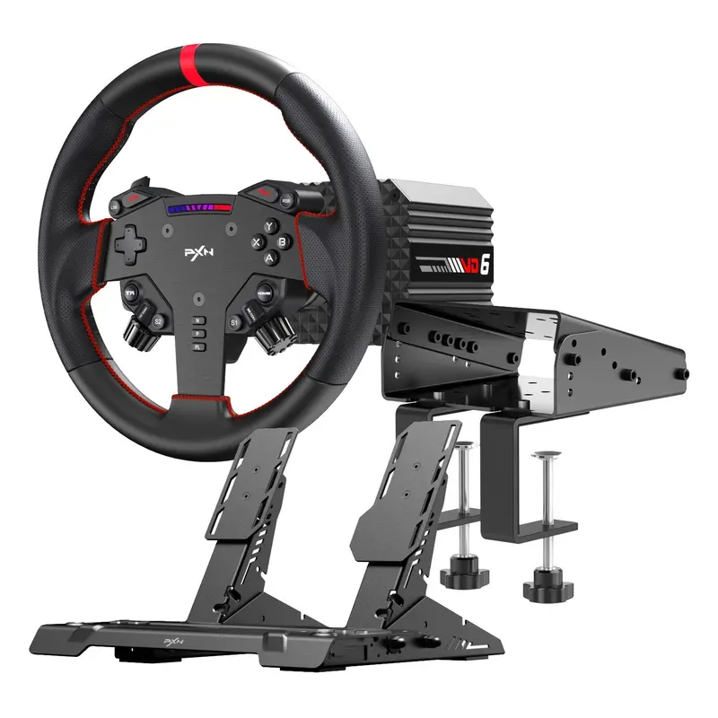 Pxn Vd6 Direct Drive Sim Racing Wheel | Pd-Hm Dual Pedal | Z9 Clamp Bundle 1