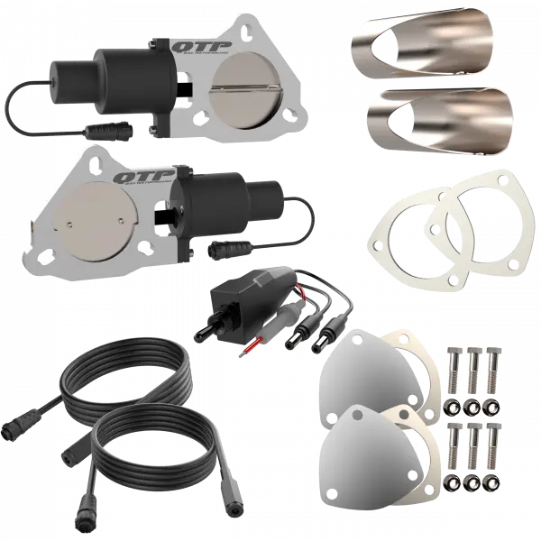Quick Time Performance Dual 3" Qtp Electric Exhaust Cutout Diy Combo Kit 1