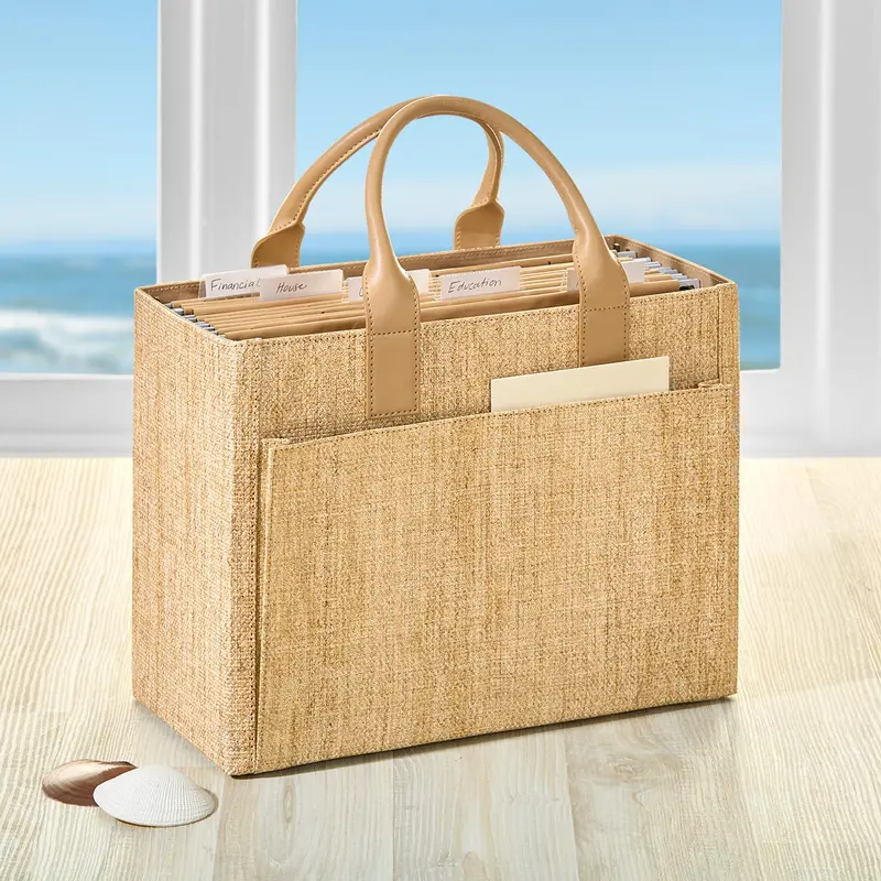 Raffia Portable File Tote 2
