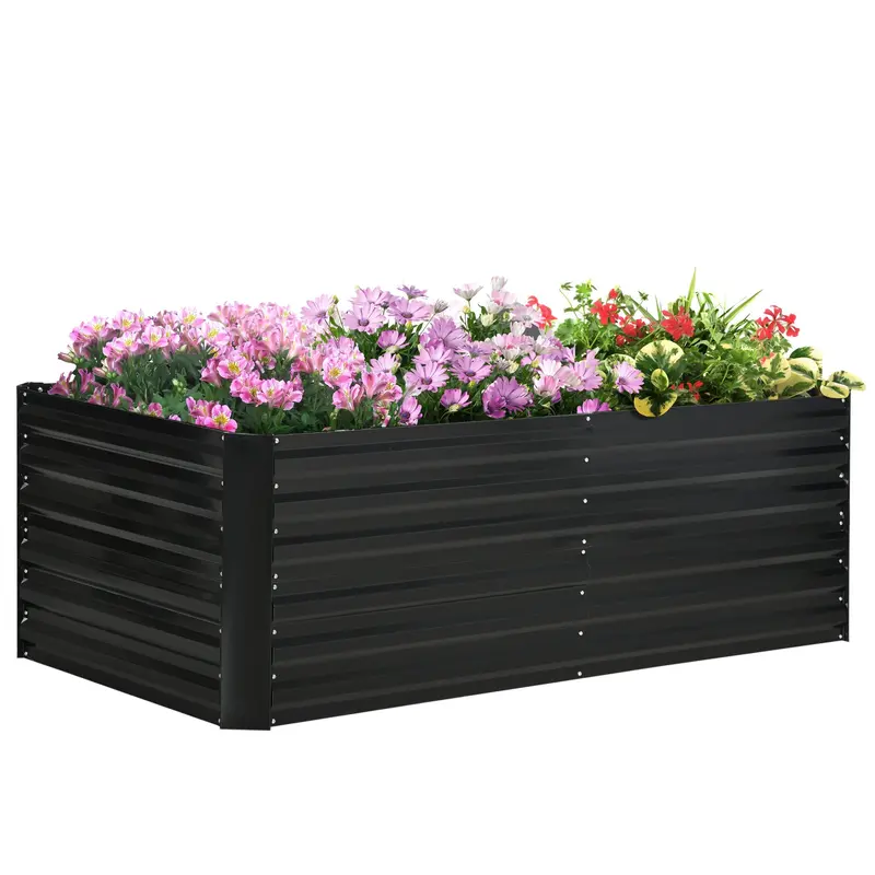 Raised Garden Bed, 6' X 3' X 2' Galvanized Steel Planters For Outdoor Plants With Multi-Reinforced Rods For Vegetables, Flowers And Herbs, Black 1