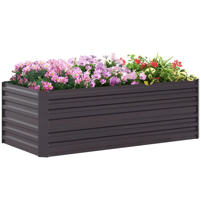 Raised Garden Bed, 6' X 3' X 2' Galvanized Steel Planters For Outdoor Plants With Multi-Reinforced Rods For Vegetables, Flowers And Herbs, Dark Grey 1