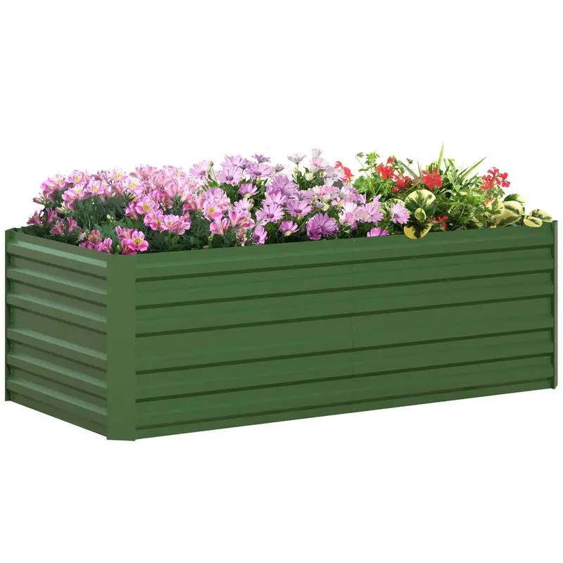 Raised Garden Bed, 6' X 3' X 2' Galvanized Steel Planters For Outdoor Plants With Multi-Reinforced Rods For Vegetables, Flowers And Herbs, Green 1