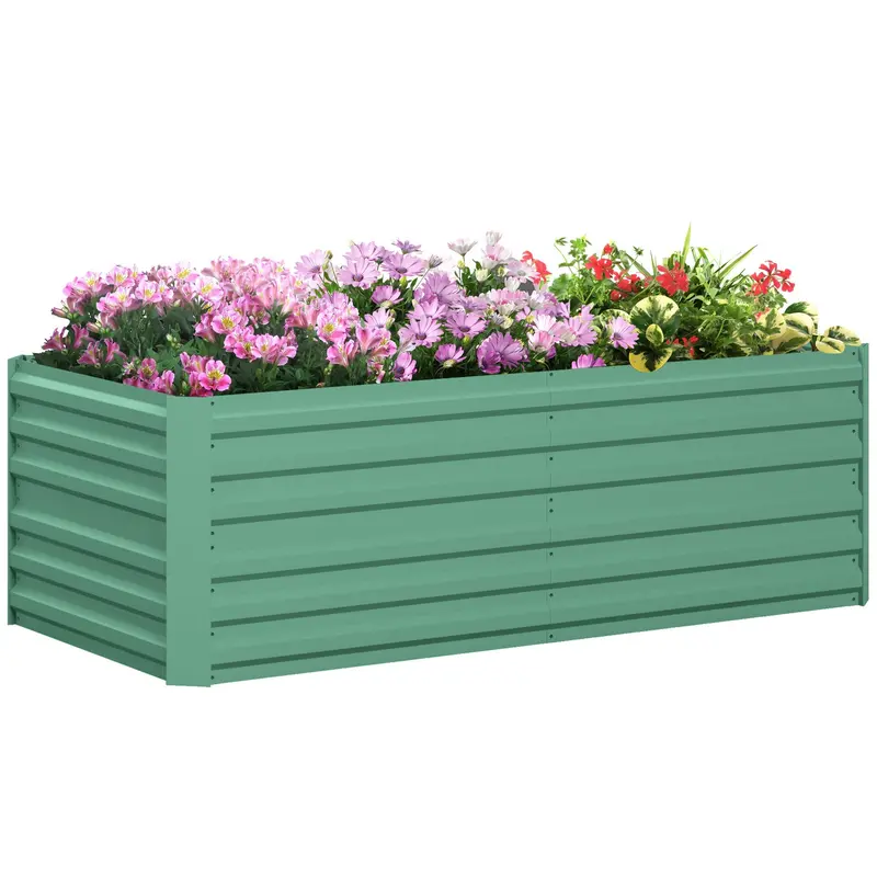 Raised Garden Bed, 6' X 3' X 2' Galvanized Steel Planters For Outdoor Plants With Multi-Reinforced Rods For Vegetables, Flowers And Herbs, Light Green 1
