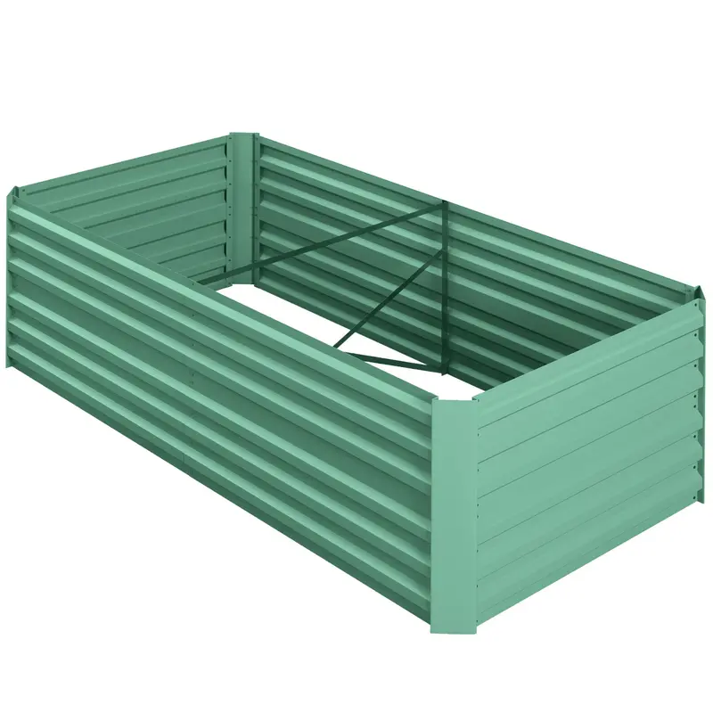 Raised Garden Bed, 6' X 3' X 2' Galvanized Steel Planters For Outdoor Plants With Multi-Reinforced Rods For Vegetables, Flowers And Herbs, Light Green 2