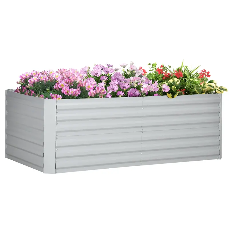 Raised Garden Bed, 6' X 3' X 2' Galvanized Steel Planters For Outdoor Plants With Multi-Reinforced Rods For Vegetables, Flowers And Herbs, Light Grey 1