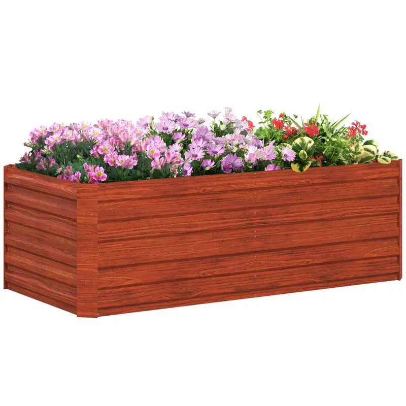 Raised Garden Bed, 6' X 3' X 2' Galvanized Steel Planters For Outdoor Plants With Multi-Reinforced Rods For Vegetables, Flowers And Herbs, Rustic Brown 1