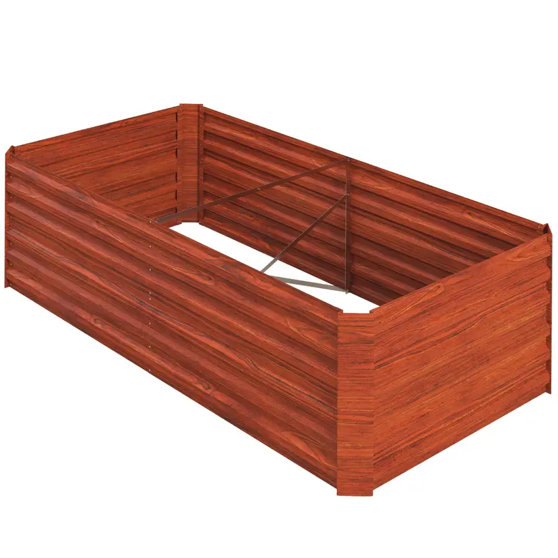 Raised Garden Bed, 6' X 3' X 2' Galvanized Steel Planters For Outdoor Plants With Multi-Reinforced Rods For Vegetables, Flowers And Herbs, Rustic Brown 2