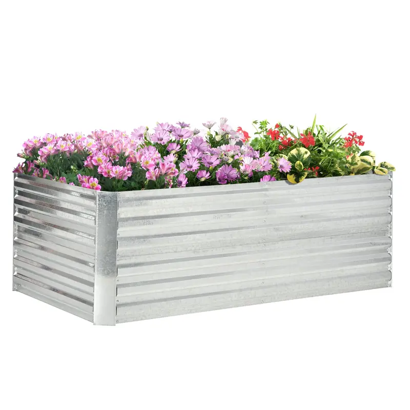 Raised Garden Bed, 6' X 3' X 2' Galvanized Steel Planters For Outdoor Plants With Multi-Reinforced Rods For Vegetables, Flowers And Herbs, Silver 1