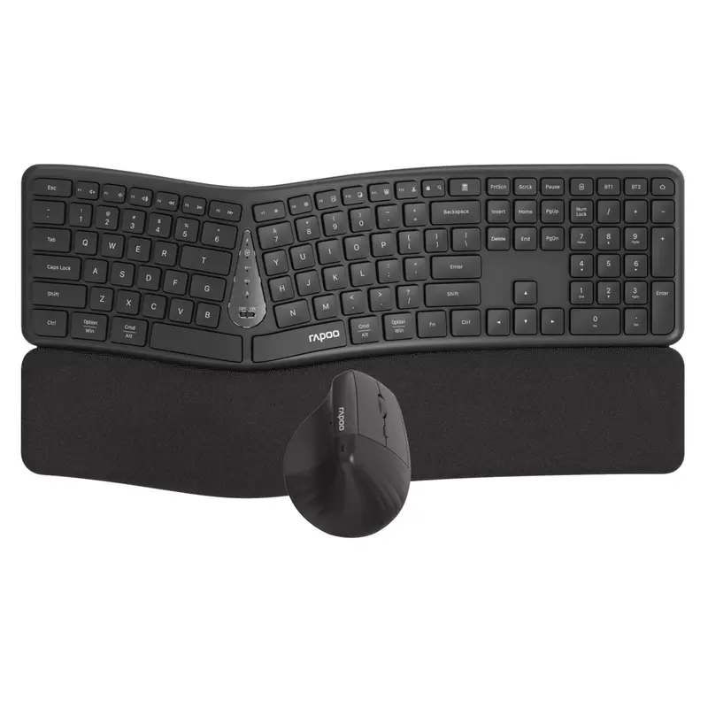 Rapoo 8810Me Ergonomic Multimode Wireless Keyboard And Mouse Combo 1