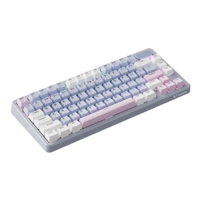Rapoo V700diy-75 - Hot Swappable Mechanical Gaming Keyboard With Rgb - Blue Grey Pink 1