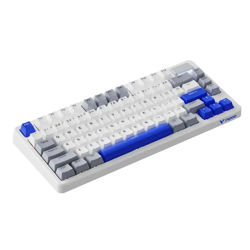 Rapoo V700diy-75 - Hot Swappable Mechanical Gaming Keyboard With Rgb - White Grey Blue 1