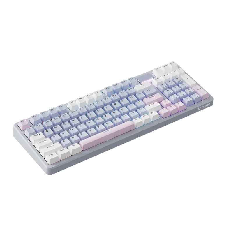 Rapoo V700diy-98 - Hot Swappable Mechanical Gaming Keyboard With Rgb - Blue Grey Pink 2