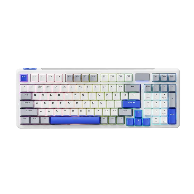 Rapoo V700diy-98 - Hot Swappable Mechanical Gaming Keyboard With Rgb - White Grey Blue 1