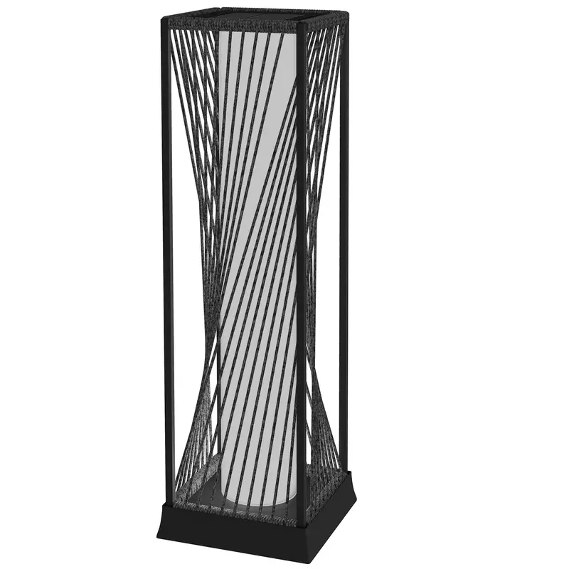Rattan Solar Floor Lamp With Auto On/Off Led Lights, Grey 1