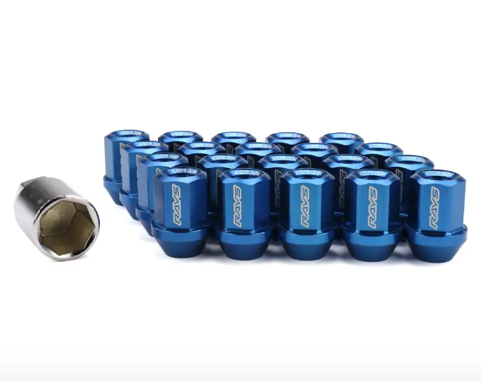 Rays Dura-Nut L32 Straight Type 12X1.25 Lug Nut Set 16 Lug 4 Lock Set - Blue 1