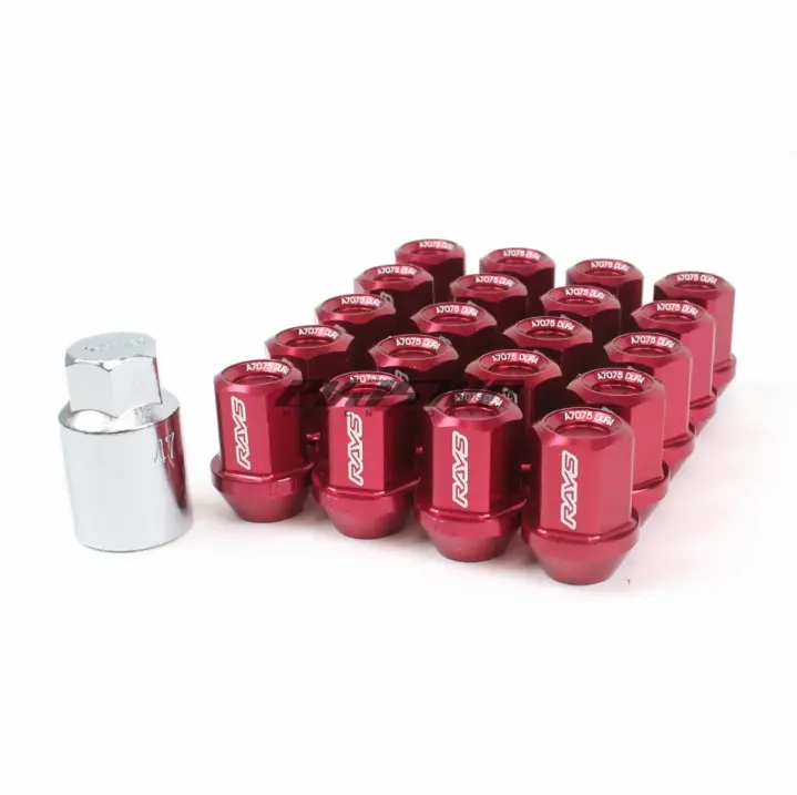 Rays Dura-Nut L42 Straight Type 12X1.25 Lug Nut Set 16 Lug 4 Lock Set - Red 1