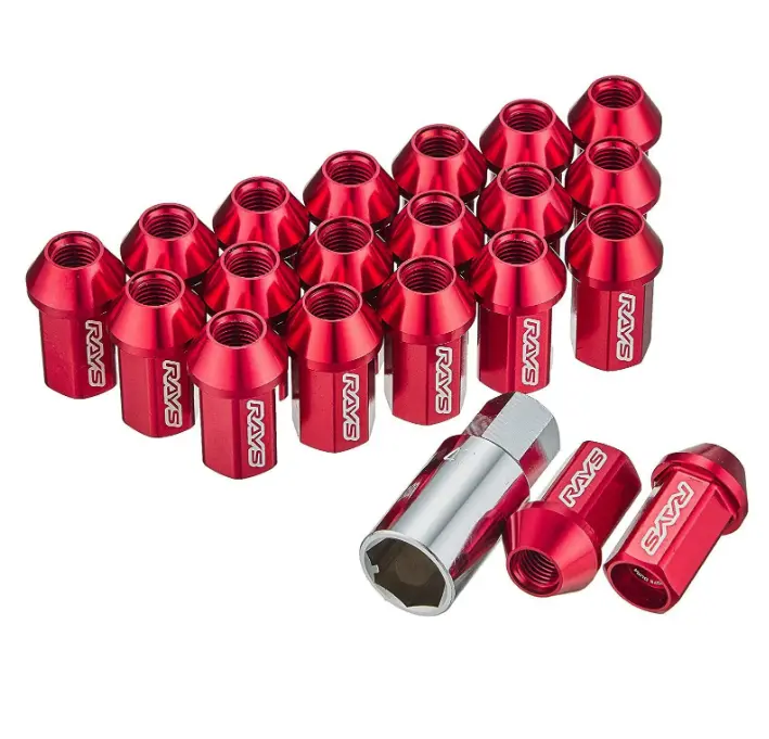 Rays Dura-Nut L42 Straight Type 14X1.50 Lug Nut Set 16 Lug 4 Lock Set - Red 1