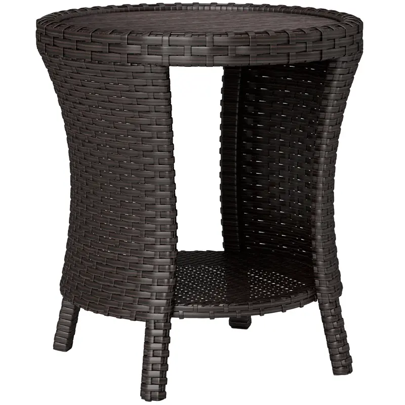 Reclining Outdoor Wicker Lounge Chair W/ Cushion, Adjustable Backrest & Footrest, Brown 1