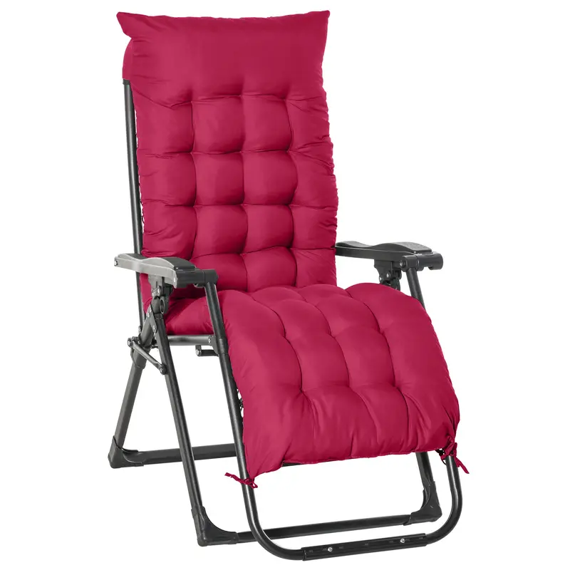 Reclining Zero Gravity Chair W/Adjustable Backrest, Removable Cushion & Headrest, Wine Red 1