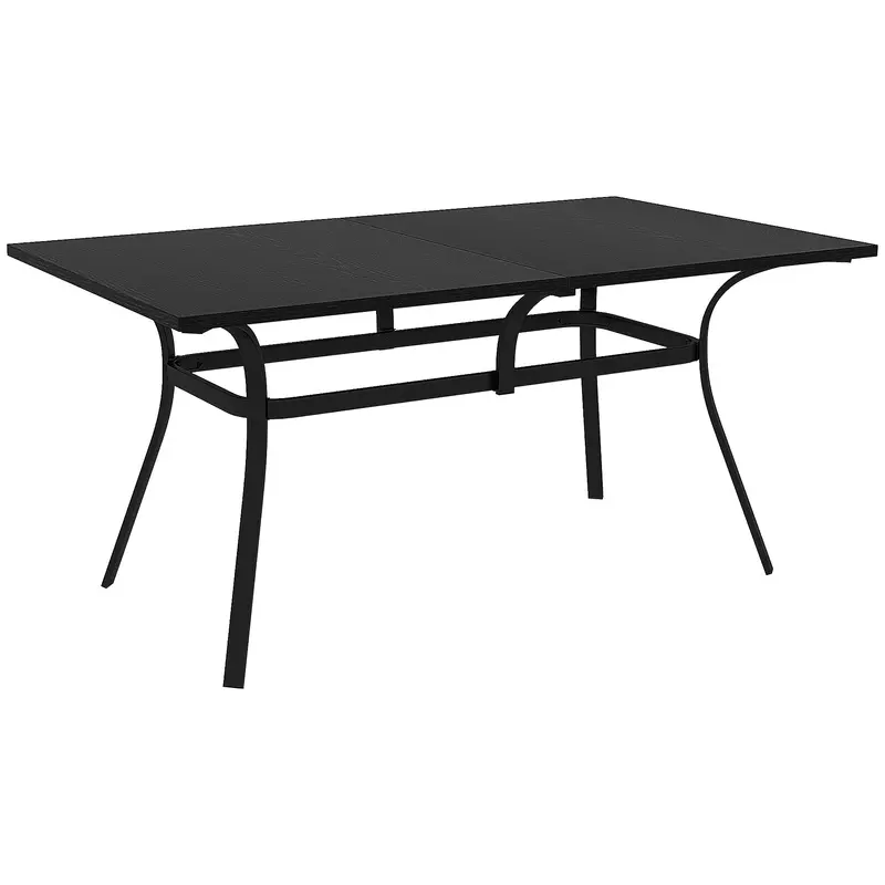 Rectangle Patio Dining Table For 6 With Steel Legs & Metal Tabletop For Garden, Black 1