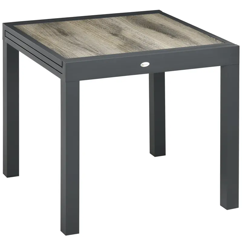 Rectangular Patio Outdoor Extendable Dining Table W/ Aluminum Frame For Backyard, Beige 2