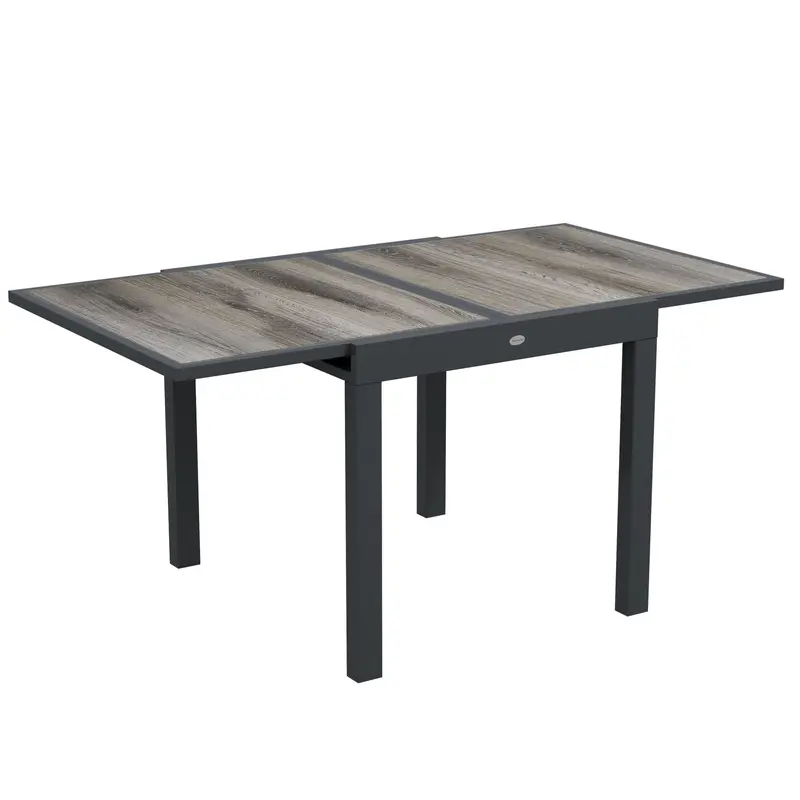 Rectangular Patio Outdoor Extendable Dining Table W/ Aluminum Frame For Backyard, Grey 1