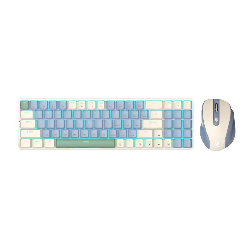 Redragon Bs8772 Wireless Keyboard And Mouse Combo - Cream/Blue 1