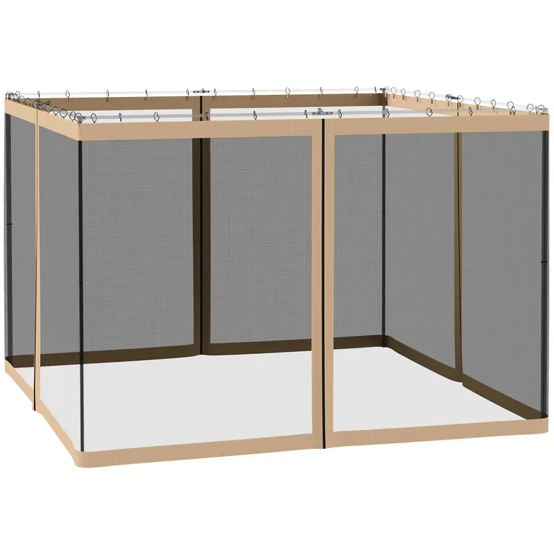 Replacement Mosquito Netting For Gazebo 10' X 10'With Zippers, Beige 1