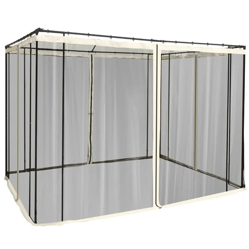 Replacement Mosquito Netting For Gazebo 10' X 10'With Zippers, Cream White 1