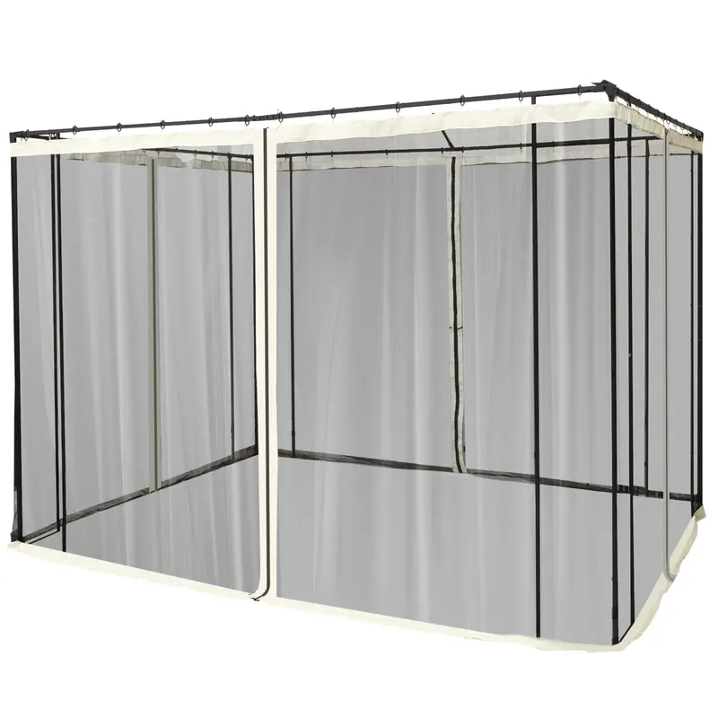 Replacement Mosquito Netting For Gazebo 10' X 10'With Zippers, Cream White 2