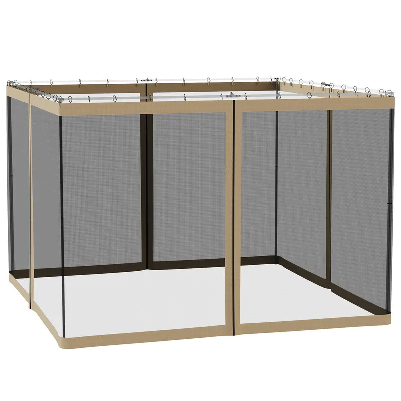 Replacement Mosquito Netting For Gazebo 10' X 10'With Zippers, Khaki 1