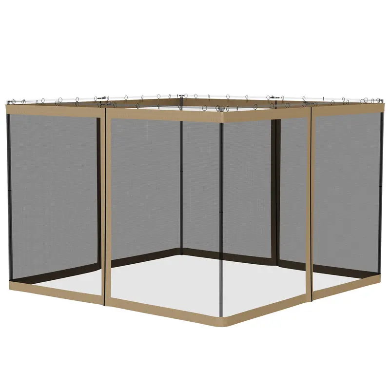 Replacement Mosquito Netting For Gazebo 10' X 10'With Zippers, Khaki 2