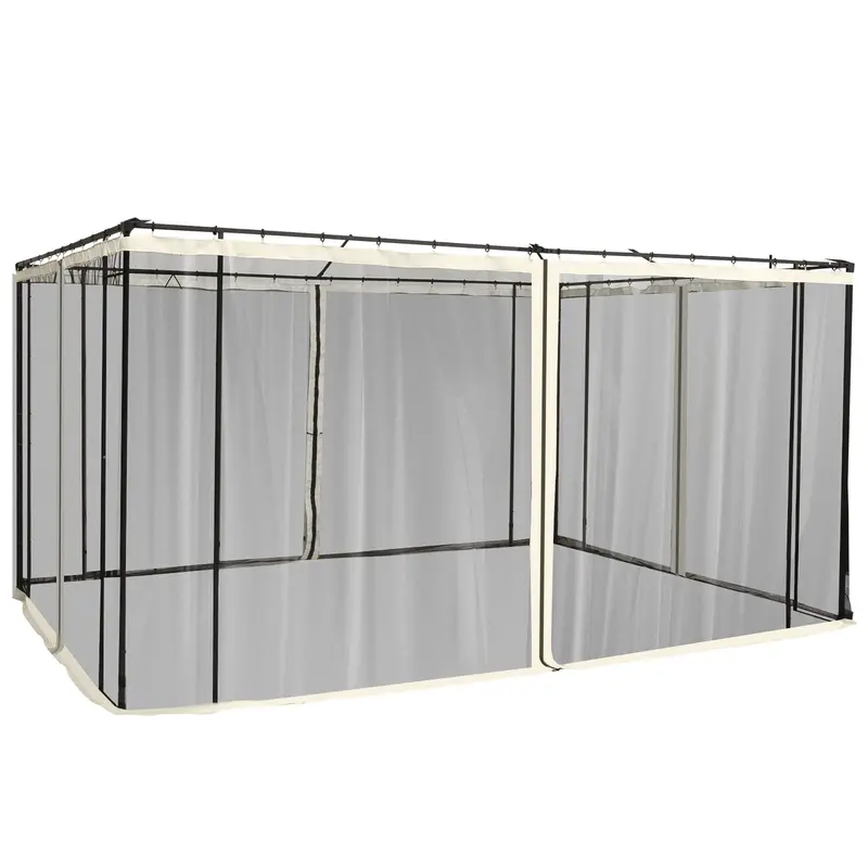 Replacement Mosquito Netting For Gazebo 10' X 12'With Zippers, Cream White 1