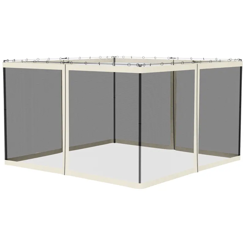 Replacement Mosquito Netting For Gazebo 10' X 12'With Zippers, White 2