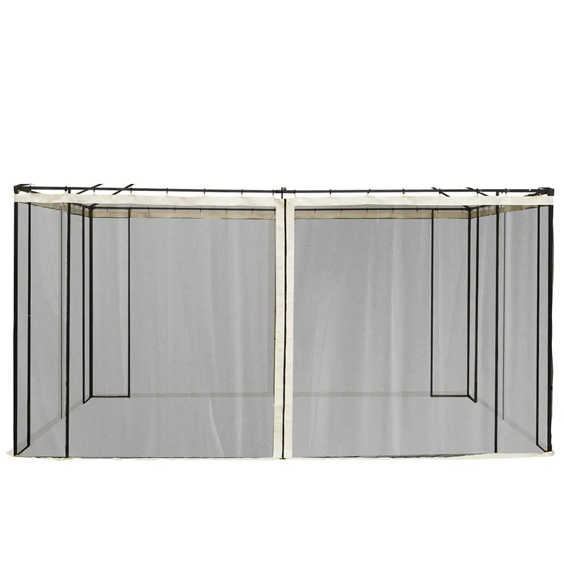 Replacement Mosquito Netting For Gazebo 10' X 13'With Zippers, Cream White 1
