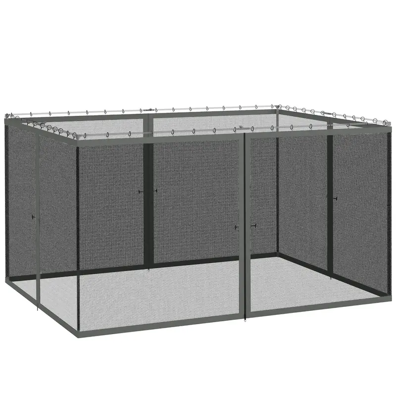 Replacement Mosquito Netting For Gazebo 10' X 13'With Zippers, Dark Grey 1
