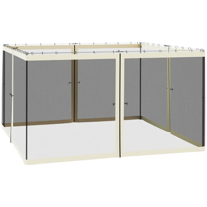 Replacement Mosquito Netting For Gazebo 12' X 12'With Zippers, Cream White 1