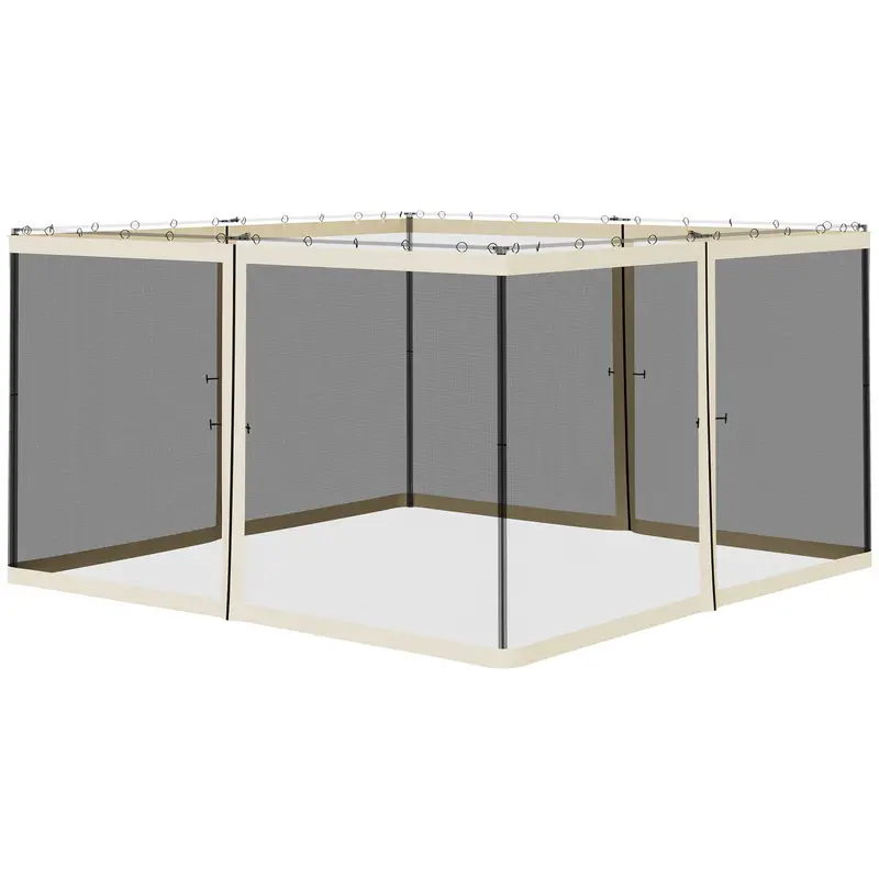 Replacement Mosquito Netting For Gazebo 12' X 12'With Zippers, Cream White 2