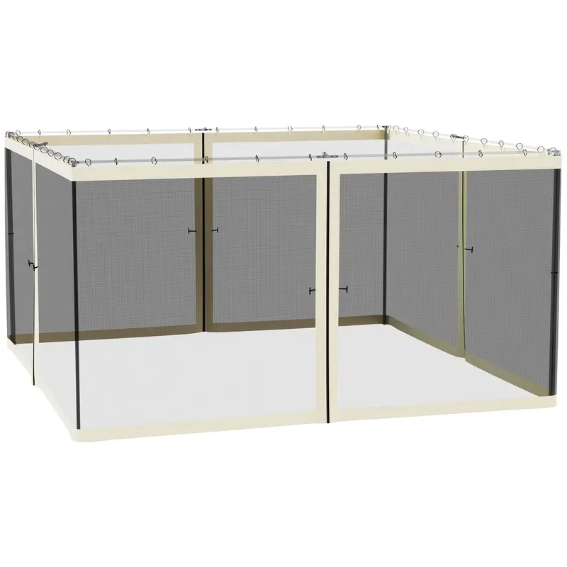 Replacement Mosquito Netting For Gazebo 13' X 13'With Zippers, Cream White 1