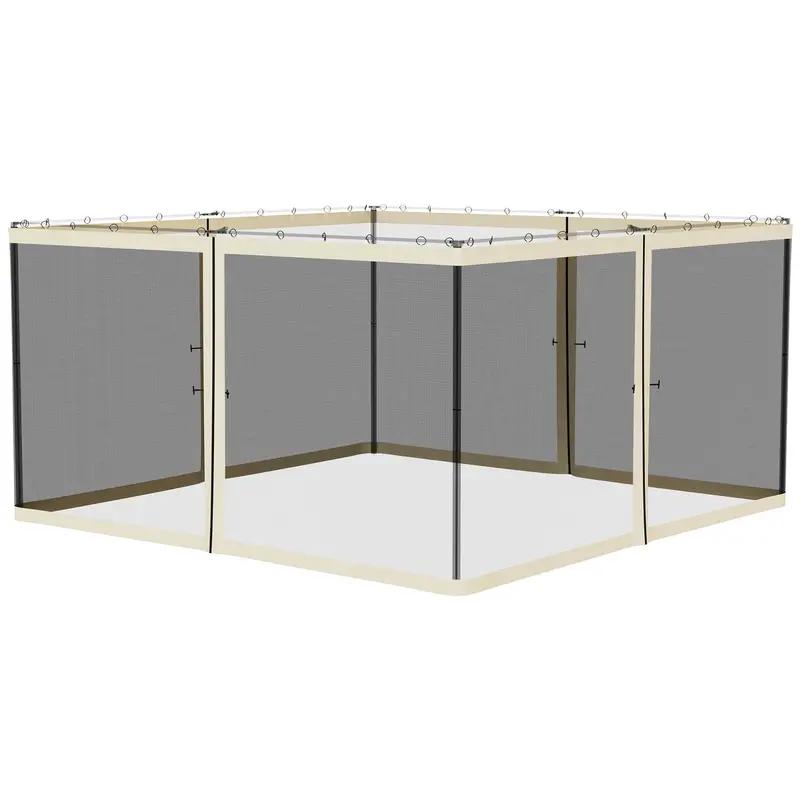 Replacement Mosquito Netting For Gazebo 13' X 13'With Zippers, Cream White 2