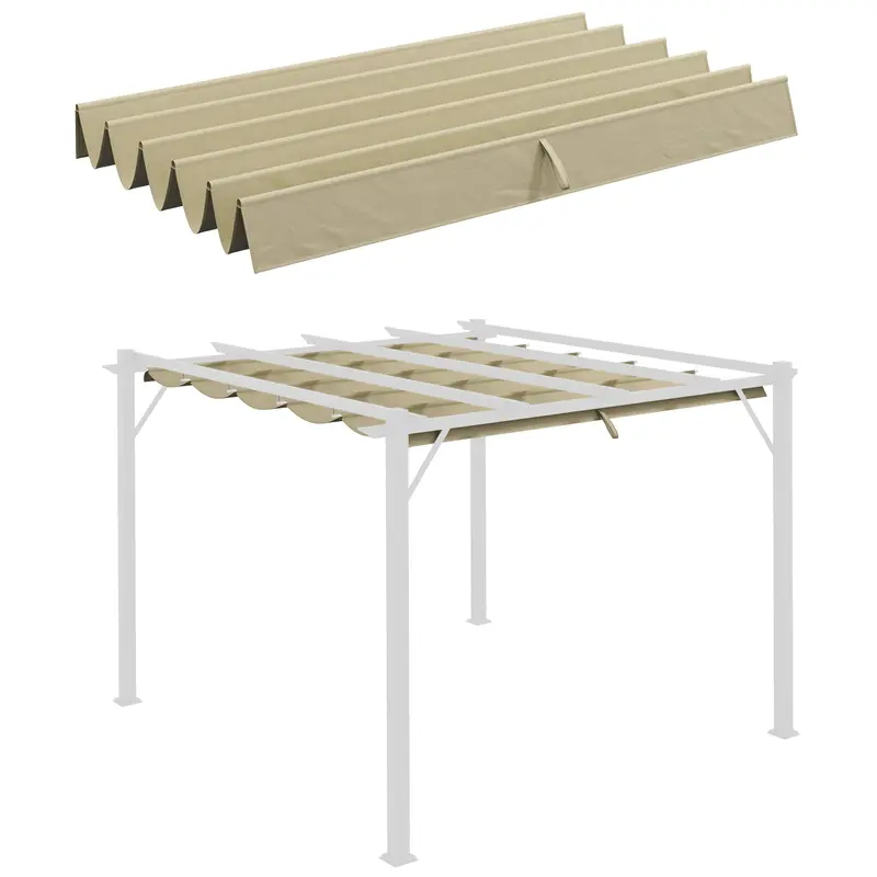 Retractable Replacement Pergola Canopy For 10' X 10' Pergola, Beige 1