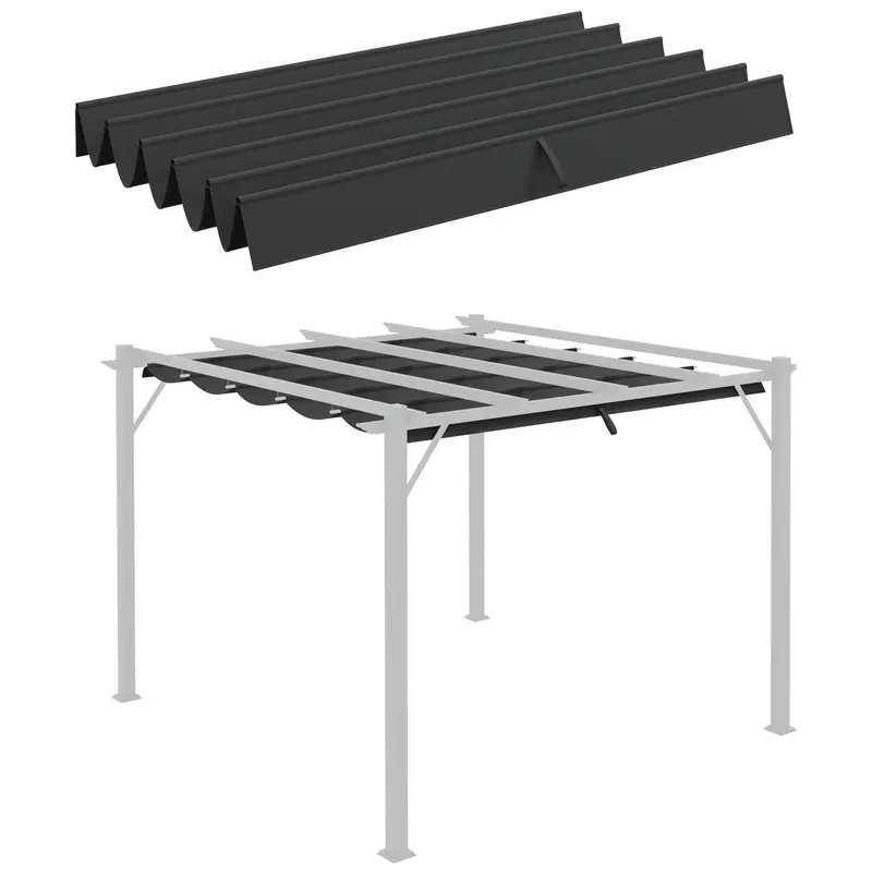Retractable Replacement Pergola Canopy For 10' X 10' Pergola, Dark Grey 1