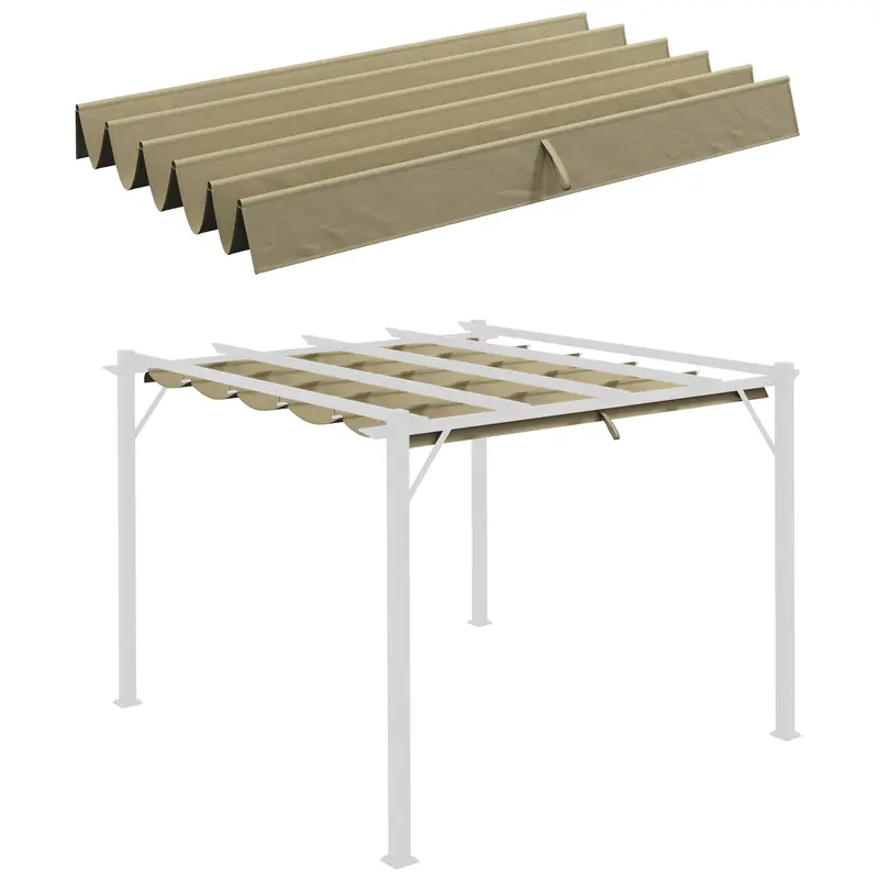 Retractable Replacement Pergola Canopy For 10' X 10' Pergola, Tan 1