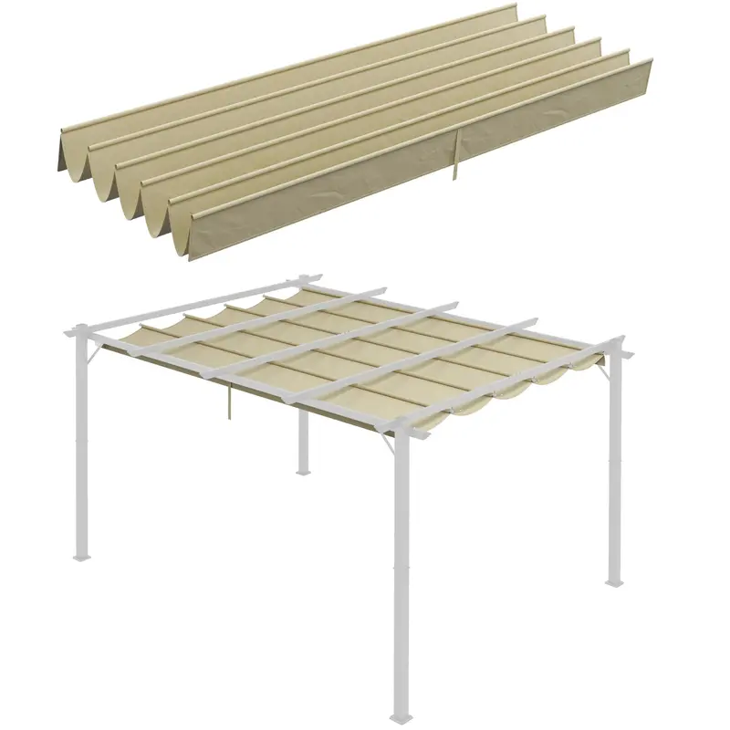 Retractable Replacement Pergola Canopy For 10' X 13' Pergola, Beige 1